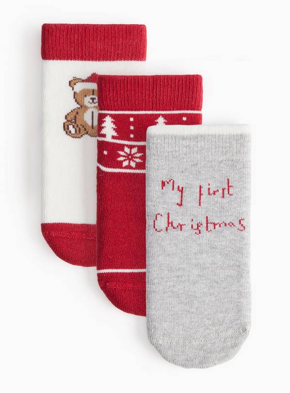 Unisex Christmas Terry Sock 3 Pack 6-12 months
